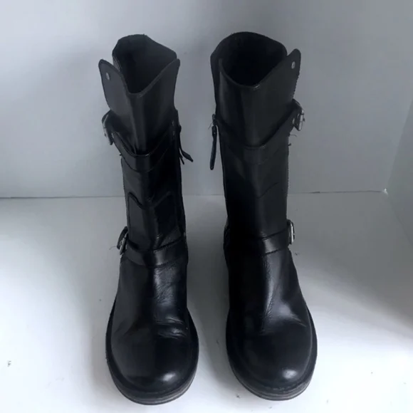 UGG Black Leather Gillespie Combat Moto Boot Size 9